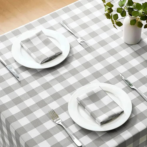 Miniatura 2 de Veblandy - Mantel cuadrado a cuadros impermeable de gingham, lavable, a cuadros de búfalo, funda de mesa sin arrugas para cocina, comedor y pícnic