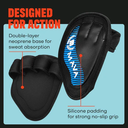 Miniatura 5 de Mava Sports Almohadillas de agarre de neopreno, una alternativa a los guantes de mano desnuda para levantamiento de pesas para mujeres y hombres