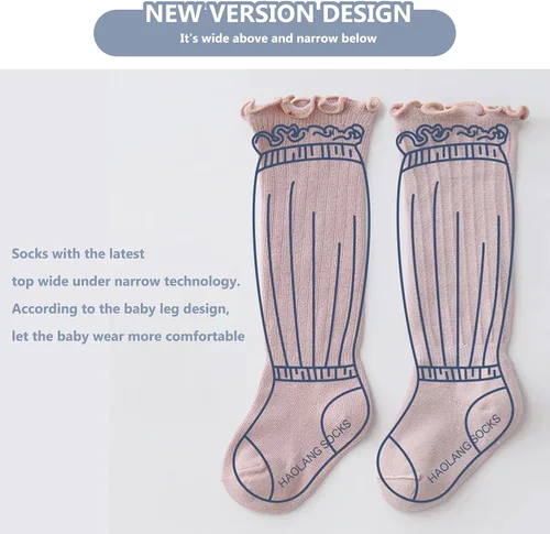 Miniatura 3 de Apone Fatu Calcetines altos hasta la rodilla para bebés, recién nacidos, calcetines de algodón para uniforme de algodón, calcetines de algodón