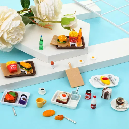 Miniatura 4 de 38 piezas de accesorios en miniatura para casa de muñecas, juguetes de comida en miniatura, juegos de miniaturas, alimentos pequeños para muñecas