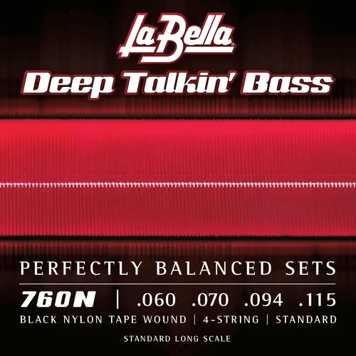 Miniatura 2 de La Bella 750N Deep Talkin' Black Nylon Tape Wound, cuerda ligera para guitarra bajo 50-105