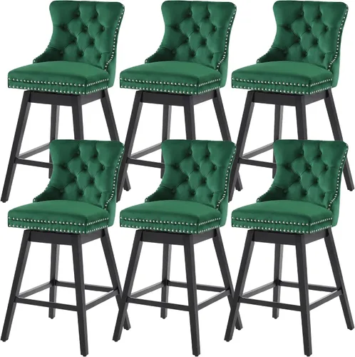 Miniatura 22 de Taburetes de bar con altura de mostrador, taburetes de bar giratorios 360 con respaldos, sillas tapizadas de tela de terciopelo de alta calidad
