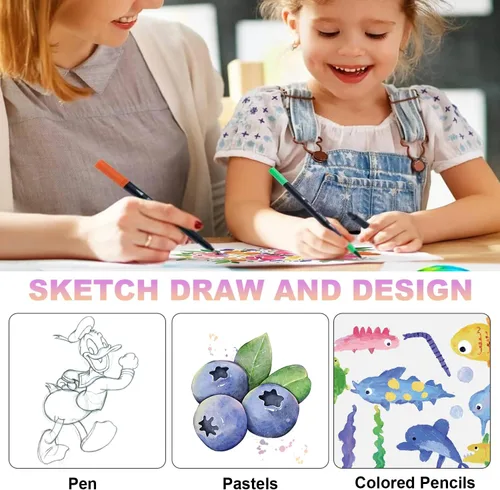 Miniatura 5 de Cuaderno de bocetos, 8 x 11.5 pulgadas, 100 páginas (110 gsm), bloc de bocetos encuadernado en espiral, cuaderno de bocetos duradero sin ácido