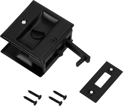 HOME MASTER HARDWARE Cerradura de puerta de bolsillo de privacidad para reemplazar las cerraduras de puerta corredizas dañadas o viejas, latón Negro