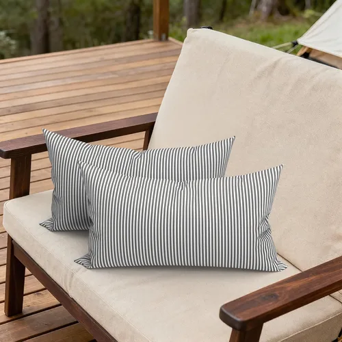 Miniatura 783 de Juego de 2 almohadas para exteriores de 16 x 16 pulgadas, repelentes al agua con interiores, para muebles de patio, hogar, jardín, geometría bohemia