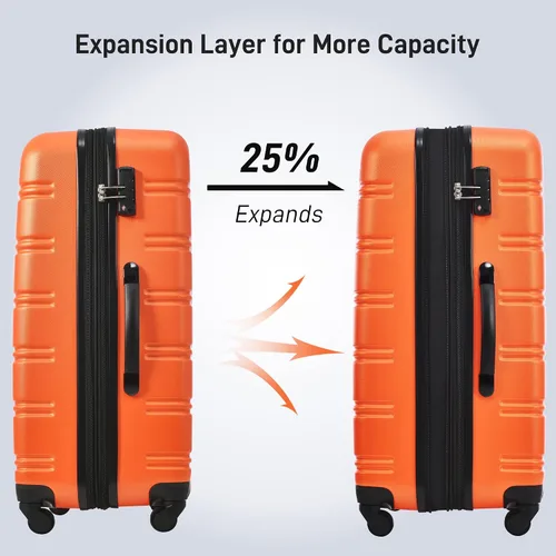 Miniatura 628 de Merax Juegos de equipaje de mano en maleta aprobada por aerolíneas, estuche rígido con ruedas giratorias expandibles, Negro