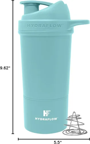 Miniatura 7 de HYDRAFLOW Boost - Botella mezcladora de proteínas aislada, capacidad de mezcla superior, 24 onzas - Powder Aqua Polvo Aqua