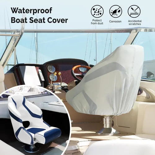Miniatura 7 de PEXMOR Asiento de barco premium deportivo abatible Asiento de cubo para capitán con funda para asiento de barco, Silla de capitán para barco
