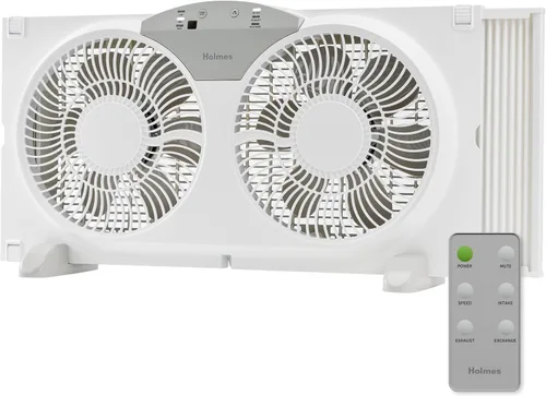 Miniatura 9 de HOLMES Ventilador Digital de Ventana de Doble Aspa con Control de Termostato Programable, Ventiladores Duales de 3 Aspas, 2 Velocidades, Panel
