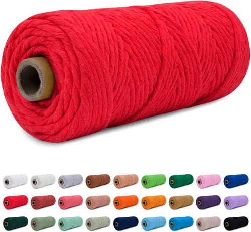 Miniatura 23 de CAMAL Cordón de macramé de 0.157 in x 109 yardas (328.1 ft), cuerda de algodón de color para tejer, manualidades, colgar en la pared, proyectos
