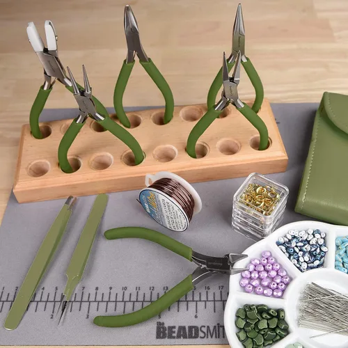 Miniatura 6 de The Beadsmith Alicates de color de moda – Juego de 8 herramientas delgadas a juego de color – Embrague a juego en verde oliva – Kit de suministro