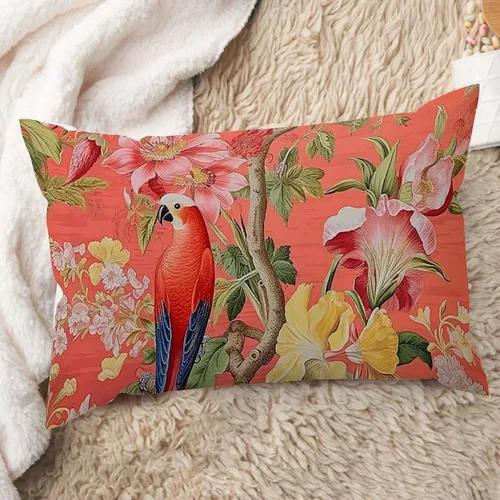 Miniatura 8 de ArogGeld Fundas de cojín de estilo chinoiserie, diseño de flores y pájaros, color rosa rubor, diseño de animales de pavo real, jardín asiático