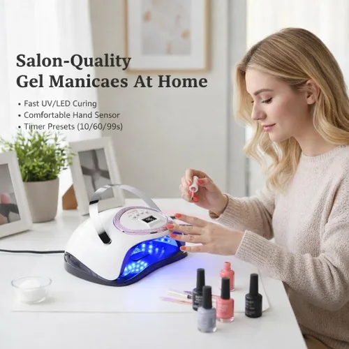 Miniatura 2 de Lámpara de uñas profesional de 288 W con 66 LED y sensor inteligente, pantalla digital, 4 ajustes de temporizador, luz LED UV de secado rápido