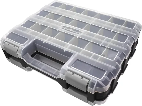Miniatura 9 de Organizador de Caja de Herramientas de Doble Cara, Caja de Almacenamiento de Hardware, Organizador Portátil de Piezas Pequeñas con Separadores