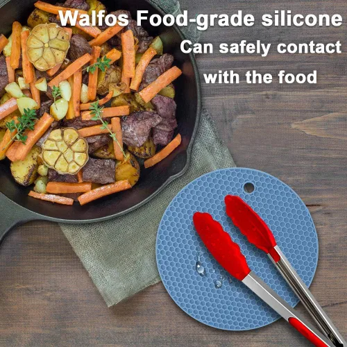 Miniatura 5 de Walfos Alfombrillas de silicona – 4 soportes para ollas resistentes al calor, almohadillas calientes antideslizantes multiusos para agarraderas
