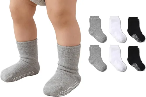 INOGIH 6 pares de calcetines antideslizantes para bebés de 1 a 3 años