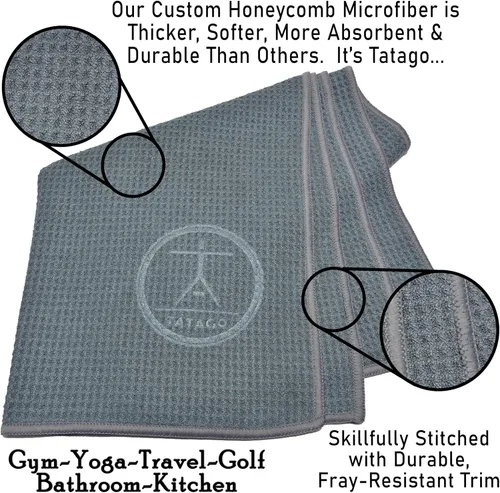 Miniatura 2 de Tatago Toalla de mano y sudor para yoga caliente, suave y absorbente, de secado rápido, de microfibra antideslizante para tapete de yoga XL