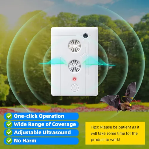 Miniatura 3 de Repelente ultrasónico de murciélagos para ático, dispositivos de disuasión electrónicos con sistema de repelente de frecuencia ajustable