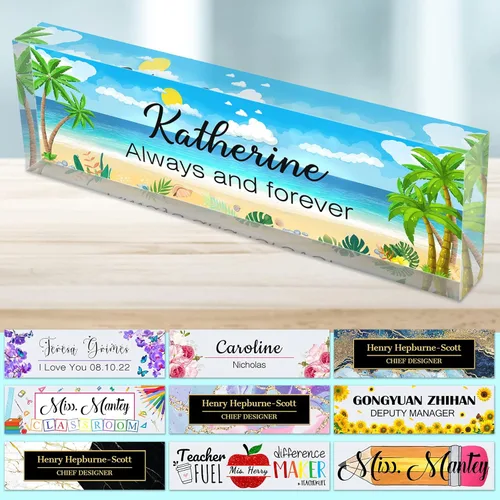 Miniatura 10 de Placa de nombre de escritorio personalizada para profesores, placa de nombre para escritorios, placa de escritorio de vidrio acrílico transparente