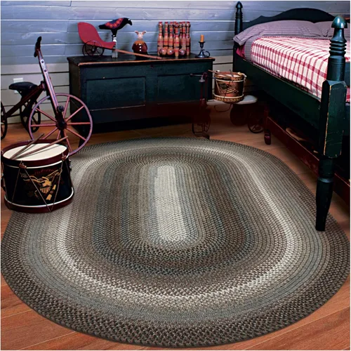 Miniatura 170 de Alfombra ovalada trenzada gris humo de 20 x 30 pulgadas, lavable para interiores y exteriores, decoración campestre para cocinas y entradas