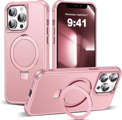 Miniatura 26 de SKYLMW – Funda compatible con iPhone 12 Pro Max y iPhone 13 Pro Max con soporte magnético invisible tipo anillo, fundas translúcidas para teléfonos