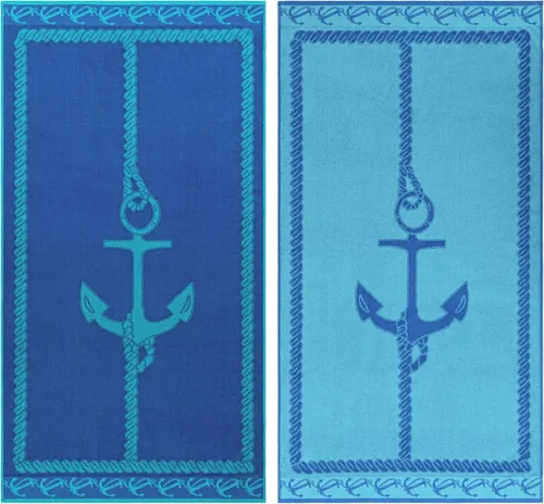 Miniatura 11 de Superior Algodón egipcio de gran tamaño de 450 GSM, toalla de playa, 34 x 64 pulgadas, rayas degradadas, juego de 2 piezas