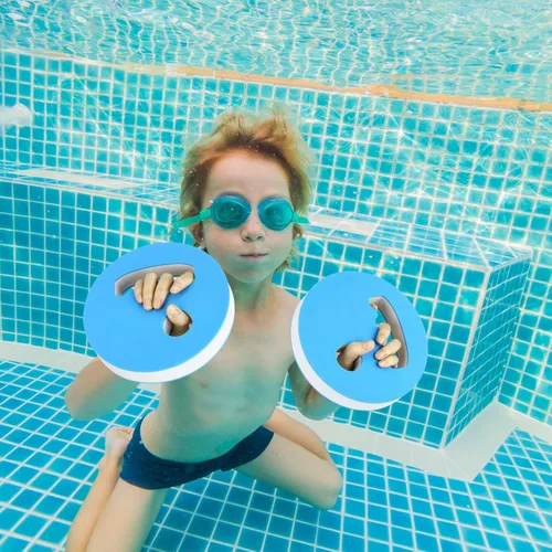 Miniatura 5 de Honoson 8 discos de ejercicio acuático de 7.1 pulgadas de diámetro, pesas de agua para piscina, equipo aeróbico, espuma EVA, disco de natación