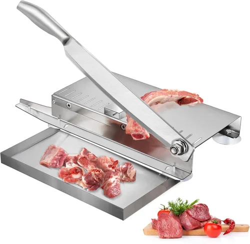 Cortador de carne de 20 pulgadas, cortador manual de costillas para pollo, pescado o carne de res, rebanador de carne congelada de acero inoxidable