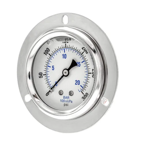 Miniatura 5 de PIC Gauges PRO-204L-254G Medidor de presión industrial relleno de glicerina con brida frontal con carcasa SS, internos de latón, lente de plástico