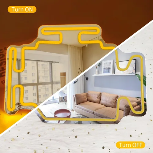Miniatura 6 de Espejo de Neón con Luz Check Engine Regulable Letreros de Neón para Garaje para Cueva de Hombre Espejo de Pared Genial Decoración de Habitación