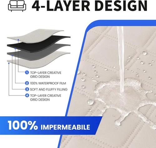 Miniatura 4 de XINEAGE Fundas 100% impermeables para sofá modular en forma de L, reversible, lavable, con botones de chaise plum flower, protector de muebles