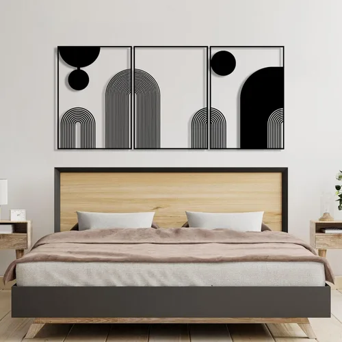 Decoración de pared bohemia, 3 piezas de arte de decoración de pared de metal, arte de pared de línea minimalista, decoración de pared bohemia para