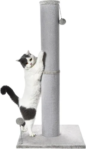 Miniatura 14 de Cat Craft Poste rascador para gatos de 41 pulgadas para gatos de interior, poste rascador alto para gatos, rascador de alfombra con juguetes Gris