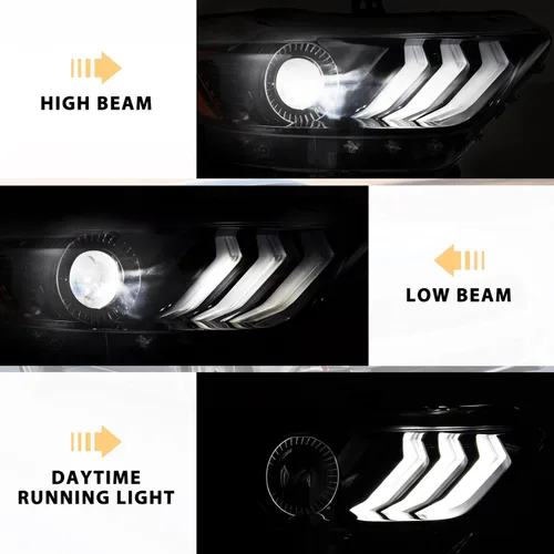 Miniatura 2 de Conjunto de faros delanteros para Ford Mustang 2015-2017, carcasa negra, lente transparente, repuesto para Ford Mustang 2015 2016 2017