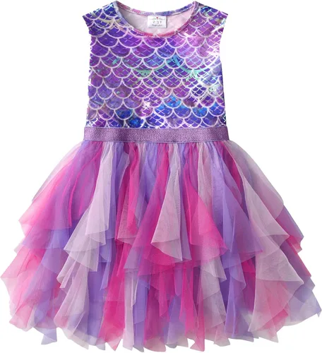 DXTON Vestidos tutú para niñas pequeñas, vestido de verano de tul de sirena para fiesta de cumpleaños para 3-8 años