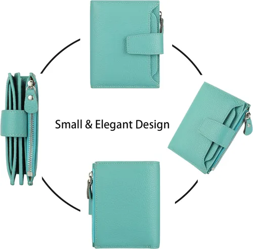 Miniatura 3 de Lavemi Small Compact Women Wallet RFID Blocking Genuine Leather Bifold Purse with ID Windows