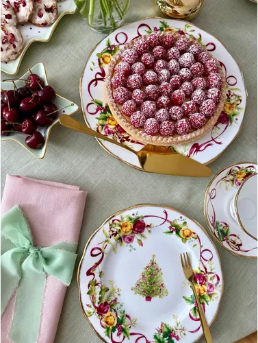 Miniatura 6 de Juego de taza y platillo de té, diseño de rosas del campo, Juego de 5 cubiertos de mesa