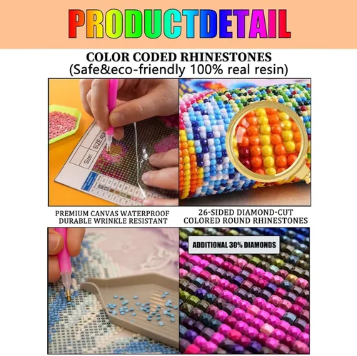 Miniatura 7 de Kits de pintura de diamantes de imitación coloridos Aurora Borealis, maravilloso mundo completo redondo de piedras preciosas de diamantes