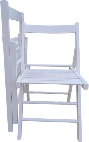 Miniatura 9 de DSHADE Juego de 2 sillas plegables de madera de listones plegables para eventos especiales, sillas plegables de fiesta de estilo plegable para Blanco