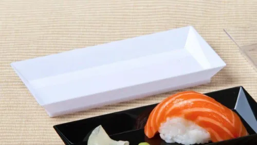 Miniatura 4 de zappy 200 unidades de 2.5 x 5 pulgadas, elegante bandeja rectangular pequeña pequeña para aperitivos, platos de postre – bandejas desechables