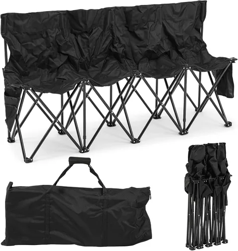 Miniatura 14 de Kigley Banco de fútbol plegable de 6 asientos, banco lateral portátil de equipo deportivo para campamento de fútbol, viajes, eventos, asientos al
