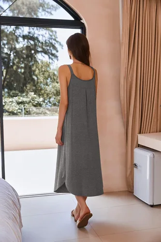 Miniatura 5 de Ekouaer Camisón largo sin mangas para mujer, camisón suave, camisón para dormir, ropa de dormir, vestidos de descanso