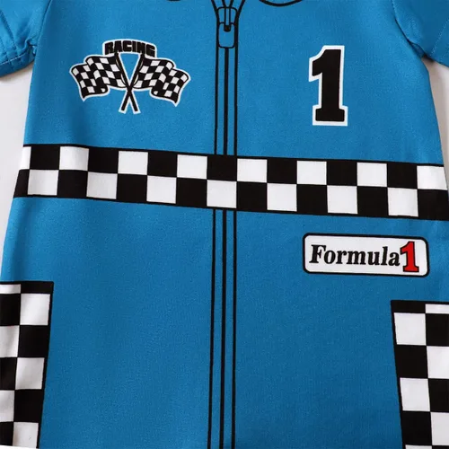 Miniatura 4 de Traje de primer cumpleaños para bebé niño, ropa de cumpleaños de un año, mameluco de conductor de coche de carrera para primer cumpleaños