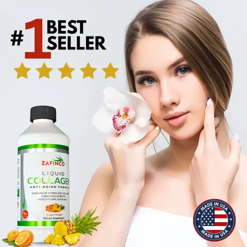Miniatura 5 de Colágeno líquido para mujeres y hombres, con sabor a Pine'O'Range de grado prémium de 10000 mcg de biotina + 8000 mg de colágeno hidrolizado para un
