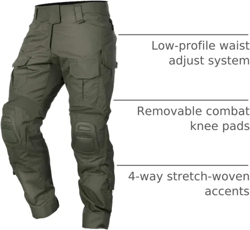 Miniatura 3 de IDOGEAR Pantalones de combate G3 Camo Pantalones con rodilleras Pantalones tácticos para hombre, múltiples bolsillos con gancho y bucle ajustador