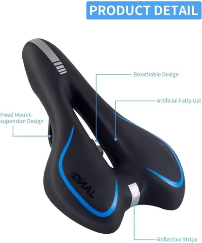 Miniatura 3 de MSDADA Asiento de bicicleta de gel para hombres y mujeres, asiento de bicicleta impermeable, cómodo y suave cojín