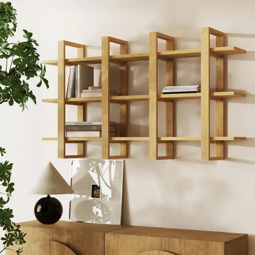 Miniatura 25 de Nathan James Benji - Estantería de pared de mediados de siglo, estante decorativo flotante de madera de 3 niveles, roble negro