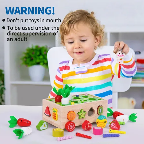 Miniatura 12 de Juguetes Montessori de madera educativos para bebés niños y niñas de 1, 2, 3 años, juguetes de clasificación de formas para el primer cumpleaños