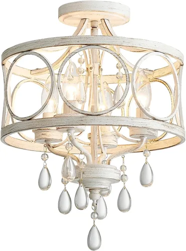 Miniatura 17 de Lámpara de techo de cristal, moderna lámpara de araña pequeña, lámpara de techo semiempotrada dorada de granja, accesorios de iluminación de pasillo