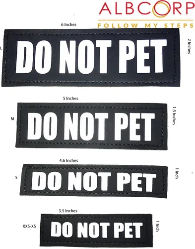 Miniatura 2 de Albcorp Parches reflectantes No Acariciar con respaldo de gancho para chalecos/arneses de animales de servicio XXS o extra pequeños (3.5 X 1)